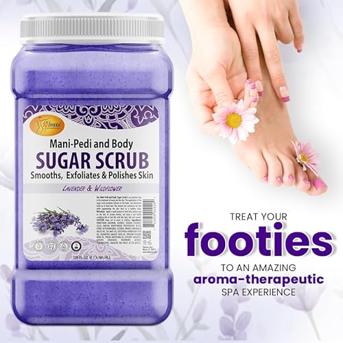SPA REDI ? Sugar Body Scrub, Lavender and Wildflower, 128 Oz Exfoliating, Moisturizing, Hydrating and Nourishing, Glow, Polish, Smooth and Fresh Skin - Body Exfoliator