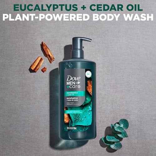 DOVE MEN + CARE Body Wash Eucalyptus & Cedar Oil Plant-Based Moisturizing Body Wash for Men, 26oz