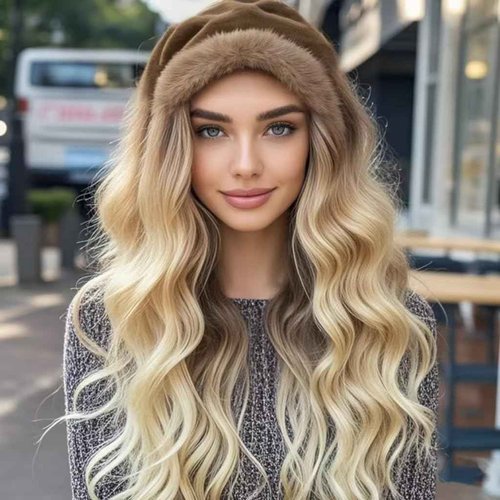 Balyeoseol Blonde Wigs for Women 26 Inch Middle Part Curly Wig Natural Looking Synthetic Heat Resistant Fiber Perfect for Women Fall Clothes Halloween Costumes Christmas Birthday New Year Gift