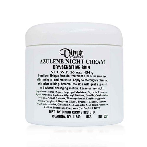 Dinur Cosmetics Azulene Night Cream for Dry/Sensitive Skin Good for Hydration Intensive Care Tightens Skin 16 oz./ 454 g
