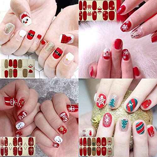 SILPECWEE 14 Sheets Nail Polish Strips Christmas Nail Wraps for Women Self Adhesive Nail Polish Stickers Gel Nail Strips Fingernails Stickers Holiday Nail Art Accessories with Nail File