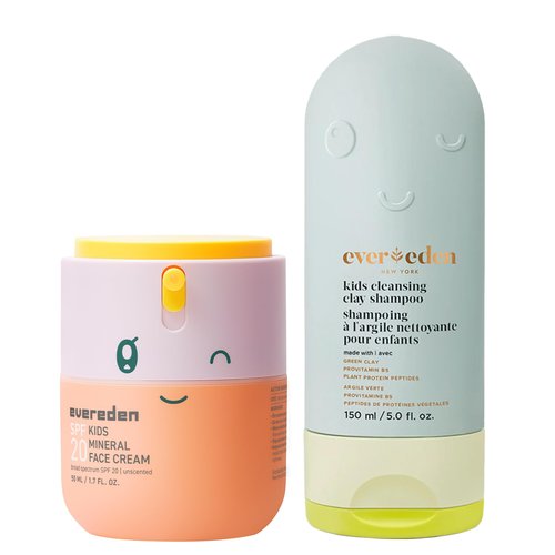 Evereden Sports Kids Shampoo with Cleansing Clay and Face Cream with SPF 20 set | Made With Clean and Non-toxic Ingredients | For Kids with Any Hair Type