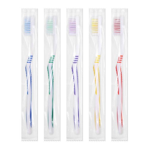 SLequipo 500 pcs Bulk Toothbrushes Individually Wrapped, Colorful Manual Disposable Travel Toothbrush for Adult, Kid, Soft Bristles for Travel, Hotels (5 Colors)