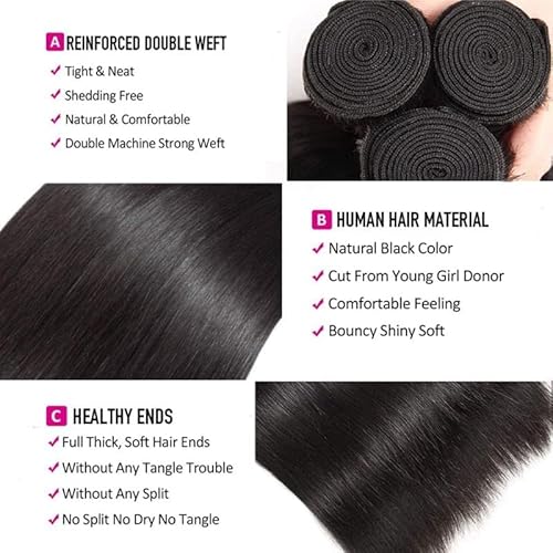10A Straight Human Hair 1 Bundles 32 Inch 100% Unprocessed Brazilian Virgin Straight Weave Single Bundles Human Hair