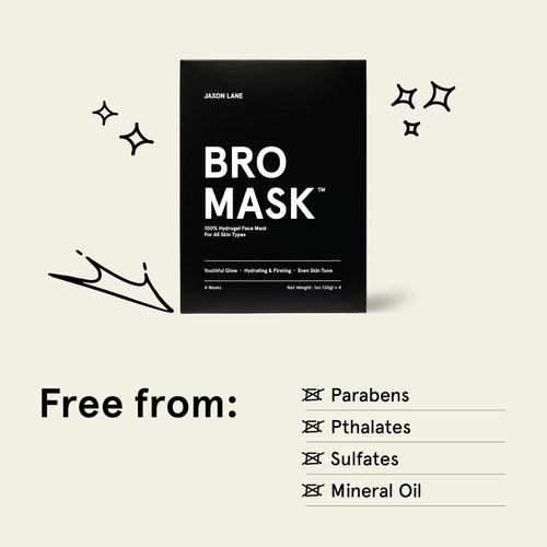 JAXON LANE BRO MASK Korean Face Mask for Men: Premium Mens Face Mask Skin Care & Facial Anti Aging Sheet Masks with Hydrogel, Vitamin C, Hydrating Hyaluronic Acid, Hydrolyzed Collagen (2 X 4 Pack)