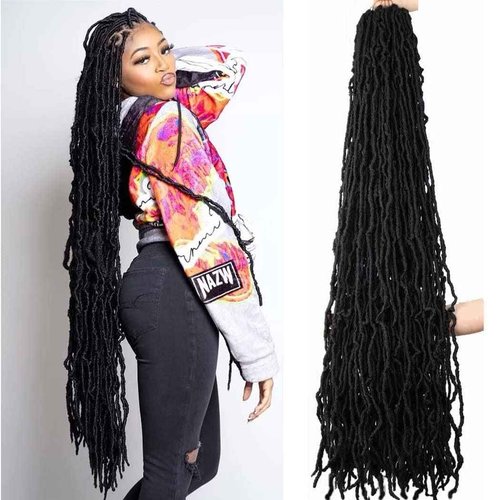 6 Packs Soft Locs Crochet Hair Pre Looped 40 Inch Faux Locs Crochet Braids Goddess Locs Dreadlocs Synthetic Hair For Black Women (1B, 40 Inch (Pack of 6))