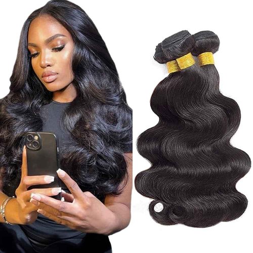 24 26 28 inch Human Hair Bundle Natural Black Body Wave Bundles 100% Unprocessed Brazilian Virgin Hair 3 Bundles 150g #1b Color Natural Black