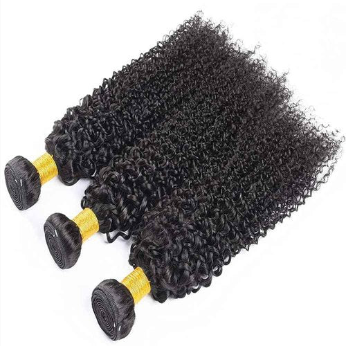 Ladiaryf Kinky Curly Human Hair Bundles Thick Brazilian Virgin Curly Weave Bundles Human Hair 100% Unprocessed Double Weft Natural Black Color Can Be Dyed 100g 16 Inch