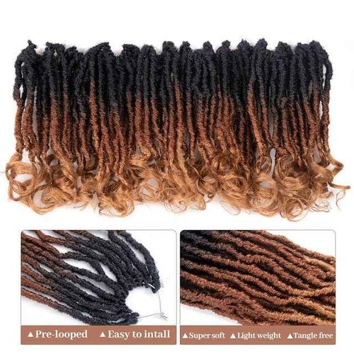 Toyotress French Curl Locs Crochet Hair - 10 Inch 8 Packs Ombre Brown 3 Tones Crochet Faux Locs With Curly Ends, Short Pre-Looped Soft Locs Braiding Hair Extensions (10 Inch, OT30/27-8P)