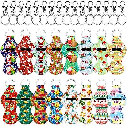 Duufin 16 Pieces Chapstick Holder Keychain with 16 Pieces Metal Clip Cords for Chapstick Tracker and Safeguard