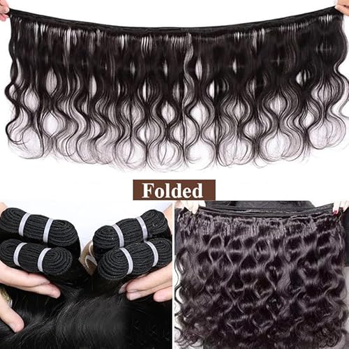 Human Hair Bundles Body Wave Bundles Human Hair 12A Grade 100% Unprocessed Brazilian Virgin Hair 3 Bundles Human Hair Extensions for Black Women Natural Color 18 18 18 Inch