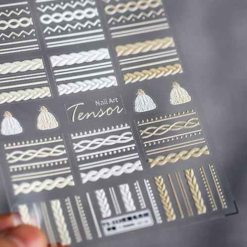 Winter Sweater Nail Art Stickers 5D Embossed Nail Decals 1PCS Elegant Sweater Pattern Self-Adhesive Nail Stickers Nail Art Supplies French Stripe Line Nail Decals for Acrylic Nails Manicure Decoration