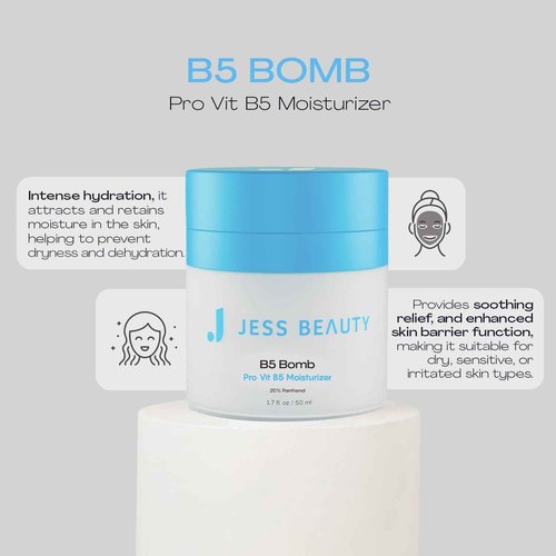 JESS BEAUTY | B5 Bomb Pro Vit B5 Face Moisturizer | Panthenol Cream Skin Care | Vegan Face Cream Skincare Hydration 50 ml