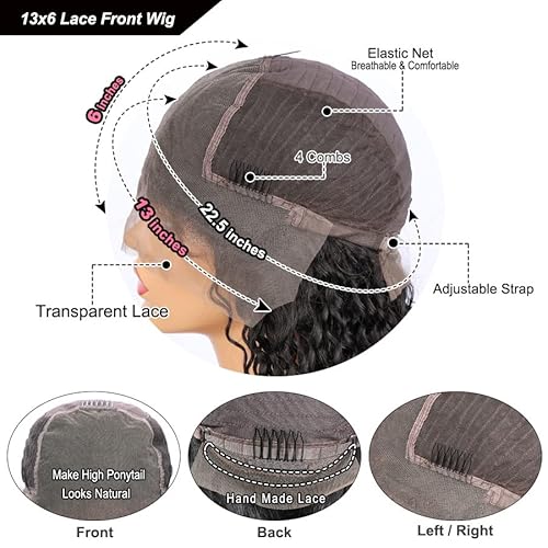 13x6 Lace Frontal Wigs for Black Women Pre Plucked Lace Wig Glueless Brazilian Remy Human Hair Wigs with Baby Hair (18 inch, 150% Density Lace Front Wig)