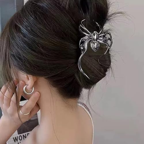 Black Spider Clip Claws for Women Girls Punk Hair Clip Jaw for Teen Girl Strong Hold Spiders Hair Clamp Barrette Fahison Goth Hair Accessories for Women Halloween Costume Decoration Metal Hair Claw
