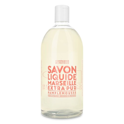 Compagnie de Provence Savon de Marseille Extra Pure Liquid Soap - Pink Grapefruit - 16.7 Fl Oz Glass Pump Bottle and 33.8 fl oz Plastic Bottle Refill