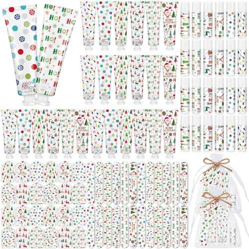 24 Sets/144 Pcs Christmas Party Favors Christmas Hand Cream Body Lotion Lip Balm Nail File Gifts Set Xmas Stocking Stuffers Travel Size Lotion Bulk Holiday Party Supplies for Coworkers Women Adults