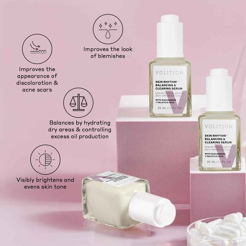 Volition Beauty Skin Rhythm Balancing & Cleaning Serum with Niacinamide + Salicylic Acid | Acne & Blemish Treatment | Helps Even Skin Tone, Fade Dark Spots, Reduce Acne Scars