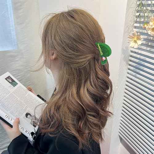 4Pcs Christmas Hair Claw Clips - Sparkly Mini Hair Accessories for Thin Hair Christmas Themed Styling Acrylic Jaw Hair Barrettes Accessories for Women Girls (Red/Green-Christmas)