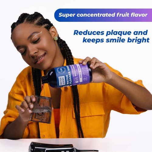 Concentrated Water flosser Rinse & mouthwash Teeth WHITENING | Add to Water Flossers| Fruit Flavor | 2 Pack = 33.8 fl.oz | Peroxide Free. Made in USA