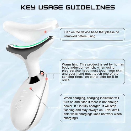 Face and Neck Massager with 7 Colors LED Light Therapy, Multi-Functional, Skincare Tool for Wrinkles & Relaxation,Facial Massager