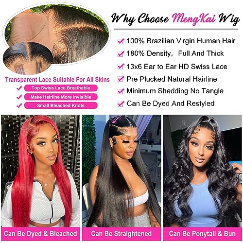 26 Inch 13X6 HD Lace Front Wigs Human Hair Pre Plucked 13x6 Straight Lace Front Wigs Human Hair Frontal Wigs for Women Human Straight Wig with Baby