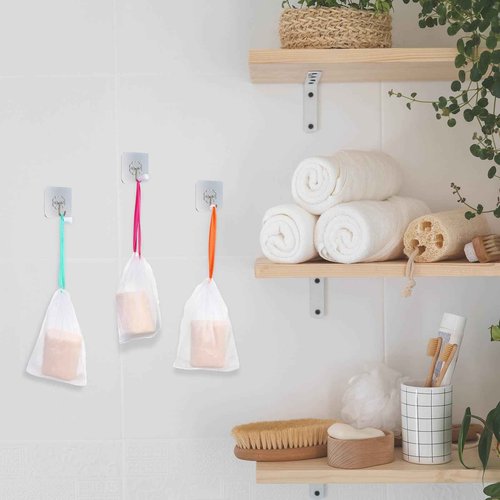 Hushee 240 Pcs Soap Bag Bubble Mesh Bags Exfoliating Soap Pouch with Drawstring for Foaming Drying Easy Bubble Store