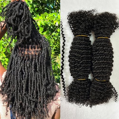 Springy Afro Twist Human Pre Separated Bulk Hair Extensions Mini Kinky Curly Twist With Extensions Crochet Braids Bundles Marley Twists Braiding Hair for Women 18 Inch 100g