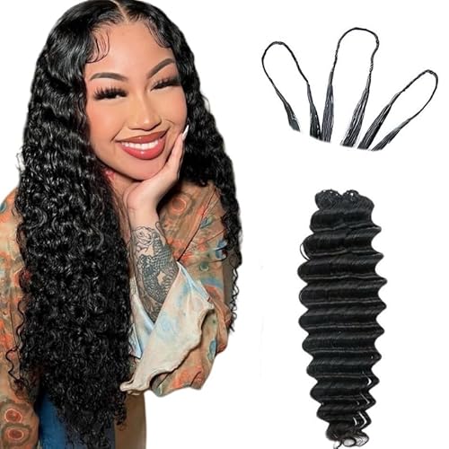 100% Human Hair Knotless Pre-Separated Crochet Hair Extensions Deep Culry Feather Hair Deep Wave Feather Line Hair Extensions Natural Color 16Inch 60g