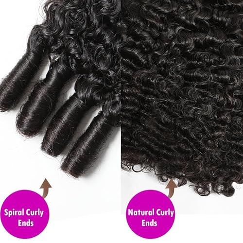 Burmese Curly Bundles Human Hair 16 18 20 Inches 3Pcs Curly Human Hair Bundles Water Wave with Spiral End Unprocessed Burmese Raw Hair Extension 3c4a Quick Weave Hair for Women Natural Color