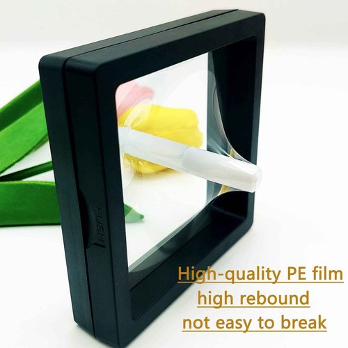GUXACU Press On Nail Packaging Boxes 3D Floating Press On Nail Storage Box Nail Display Box with 60pcs Double Sided Adhesive Nail Display Tape for Nail Tech (Black, 3.5 inch)