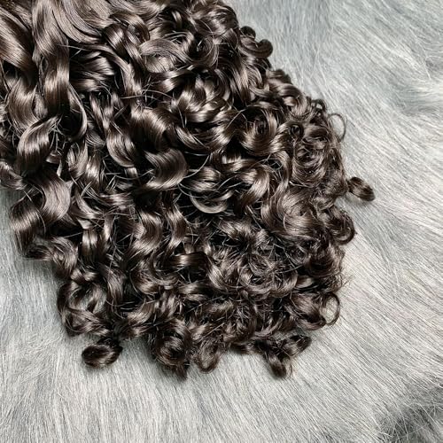 Sew In Hair Extensions Real Human Hair 8 Inch Curly Weft Hair Extensions Full Head Double Weft SDD Burmese Bone Straight Hair Single Bundle for Women 100g Natural Color (Curly,14inch)