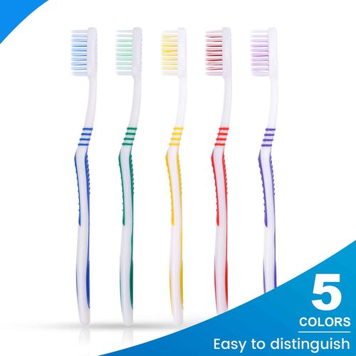 SLequipo 500 pcs Bulk Toothbrushes Individually Wrapped, Colorful Manual Disposable Travel Toothbrush for Adult, Kid, Soft Bristles for Travel, Hotels (5 Colors)