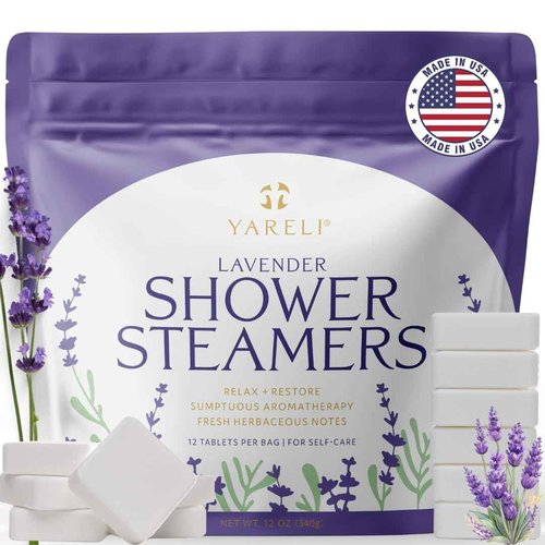 Yareli Shower Steamers Aromatherapy, 12 Pack, for Women and Men - Sinus Relief and Self Care Birthday and Relaxation Spa Gift - Lavender