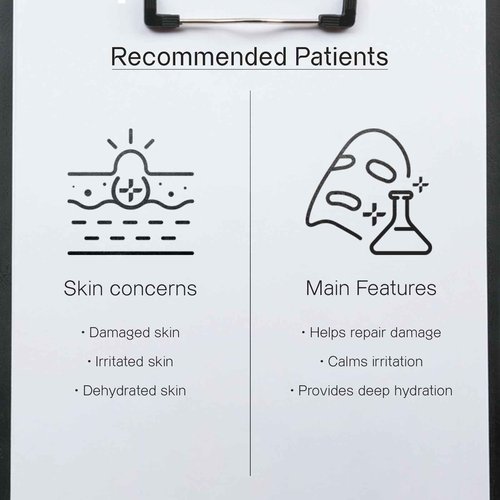 OGANA CELL Peptide Recovery Mask with Cica and Rose Water, Calms and Soothes, Antioxidant-Rich Sheet Mask for Sensitive Skin, 7 Count