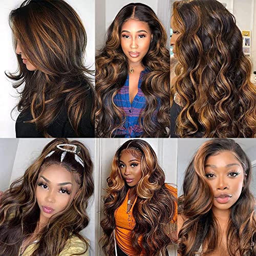 Chocolate Brown P4/30 Human Hair Bundles 20 22 24 Inch Body Wave Bundles Human Hair Unprocessed Remy Brazilian Virgin Soft Quick Weave Hair Bundles for Black Women