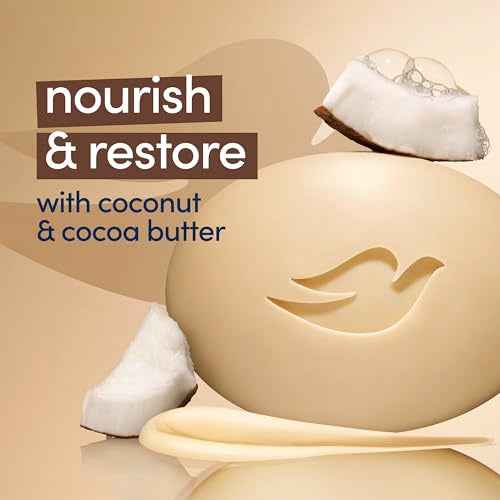 Dove Beauty Bar Soap Restoring Coconut & Cocoa Butter 6 Count for Restored Skin, Nourishes Skin 3.75 oz