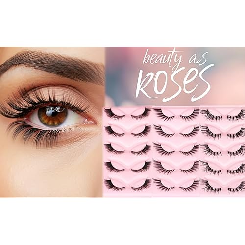 False lashes halloween D curl lashes Wispy Cat Eye Lashes - Faux Mink Fluffy False Eyelashes for Natural & Dramatic Look, for Everyday Wear, reusable, lash princess, Pack of 5 Pairs (Cat Eye)