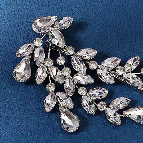 Sither Bridal Crystal Barrette for Wedding Women Crystal Hair Clip Silver Headpiece for Prom Halloween Party Hair Accessories Christmas Gift