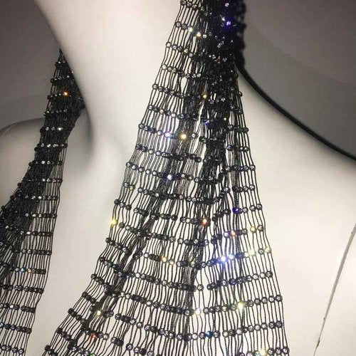 Women Mesh Rhinestone Headbands Glitter Hollow Out Hairbands Crystal Headscarfs Wrap for Rave Party Festival Nightclub