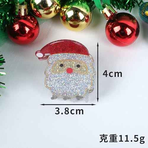 Santa Claus Christmas Hair Claw Clips - Cute Red Hat Glitter Resin Hair Claw Clips for Women, 1Pcs