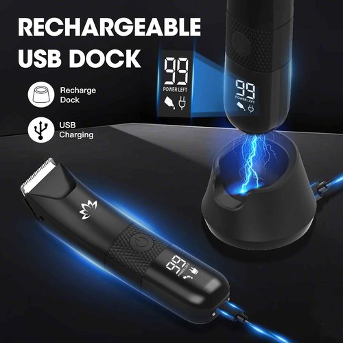 RESUXI Manscape Ball Trimmer for Men,Body& Pubic Hair Trimmer and Groin Hair Shaver, Bikini Trimmer Women,Smooth Shaving, Lightweight with Travel Lock, IPX7 Waterproof Wet/Dry Shaving, LED Display