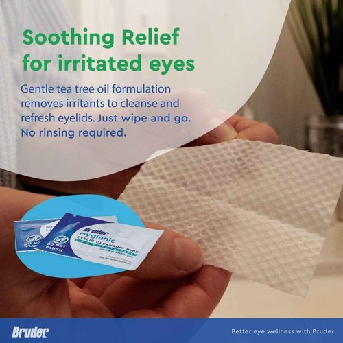 Hygienic Eyelid Cleansing Wipes with Tea Tree Oil 30 Count Box (Pack of 3) l Relief from Demodex l Pre-Moistened, Rinse-Free Exfoliating Wipes Remove Excess Oil and Debris from Eyelids
