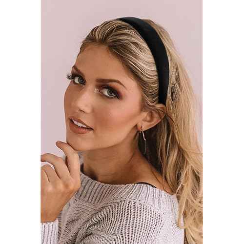 Black Velvet Headband for Women - Non Slip Thick 1.3 Inches Wide Headband for Women's Hair Fashion Accessory