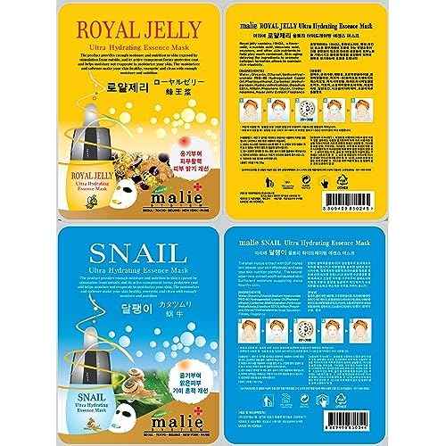100 Pcs-Combo Ultra Hydraiting Essence Mask (10 types x 10 pcs), Korean Facial Mask Sheet, Skincare Moisturizing