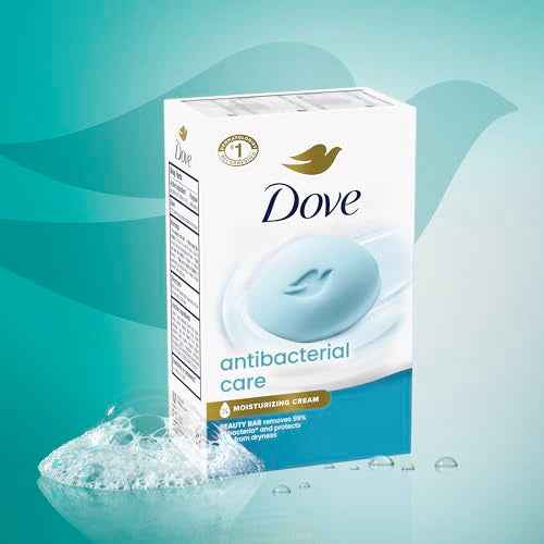 Dove Beauty Bar Soap Antibacterial Care 6 Count For Clean, Moisturized Skin, Removes Bacteria 3.75 oz