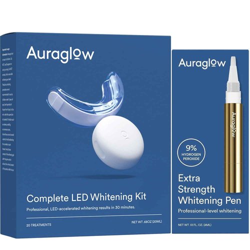 Auraglow Teeth Whitening Kit & Extra Strength Whitening Pen