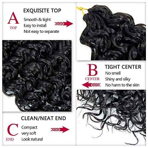 8 Packs Curly Crochet Hair GoGo Curl Crochet hair for Women Natural Black Deep Wave Braiding hair,Synthetic Bohemian Crochet Braid Water Wave Crochet hair Extensions(18inch, 1B)