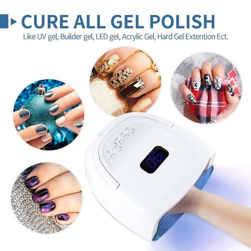 UV LED Nail Lamp,60W Professional Rechargeable UV LED Nail Dryer for Gel Nail Polish Dryer Fast Curing Lamp, 4 Timer Settings Gel Nail Lights for Auto Sensor Nail Machine (White)