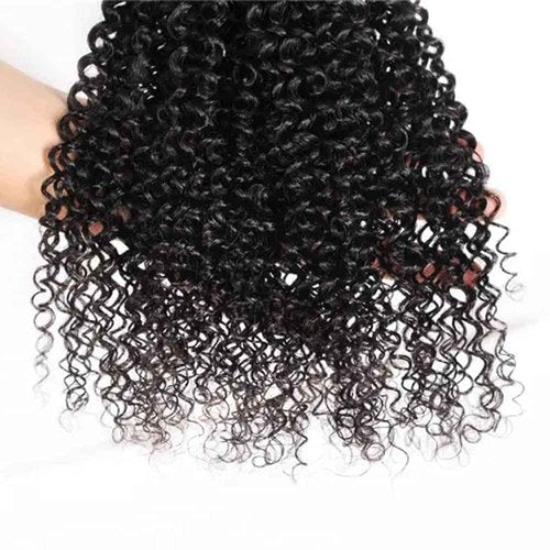 Ladiaryf Kinky Curly Human Hair Bundles Thick Brazilian Virgin Curly Weave Bundles Human Hair 100% Unprocessed Double Weft Natural Black Color Can Be Dyed 100g 16 Inch